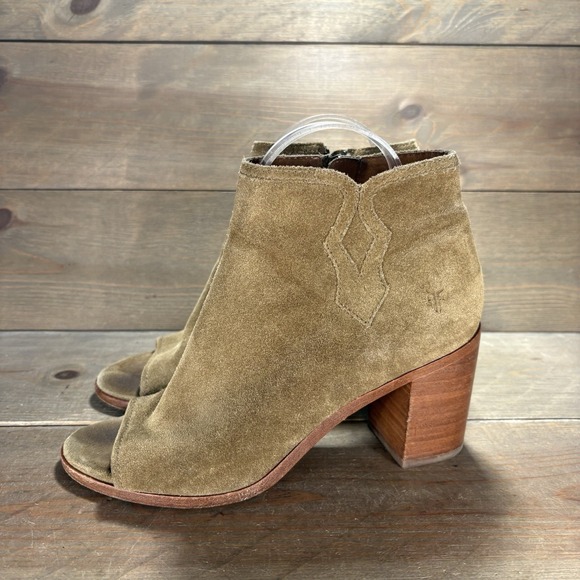 Frye Shoes - frye dancia womens size 8 shoes brown suede peep toe heel ankle booties boots